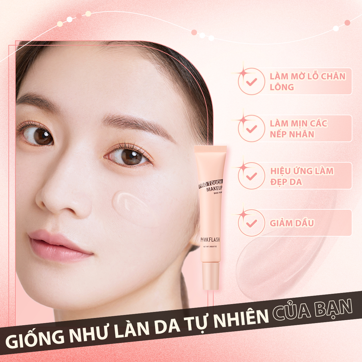 PINKFLASH PRO TOUCH pore minimizer Primer Poreless Smooth Fine Line Soft-focus Blurring Mattifying Matte Effect