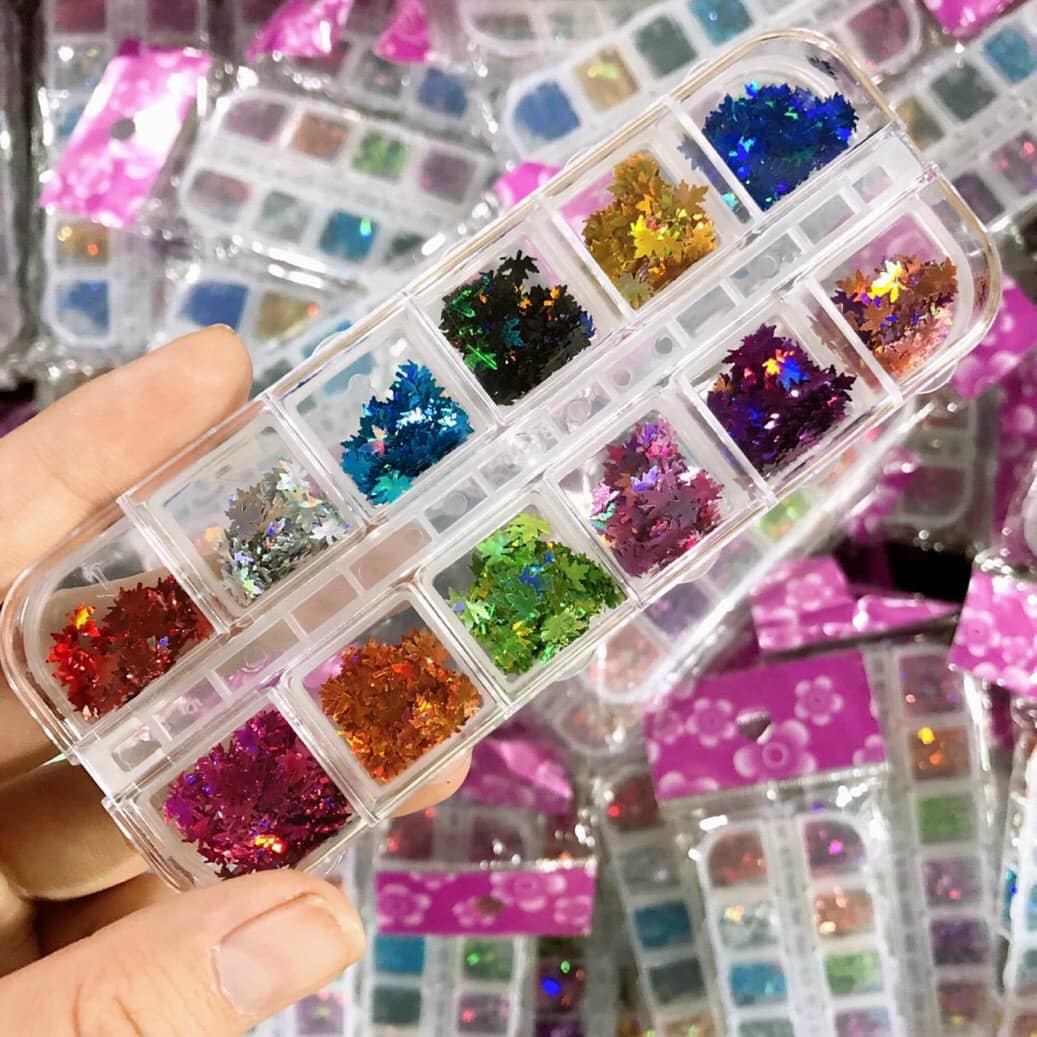 Set lá phong trang trí đồ nail - Sáng lấp lánh
