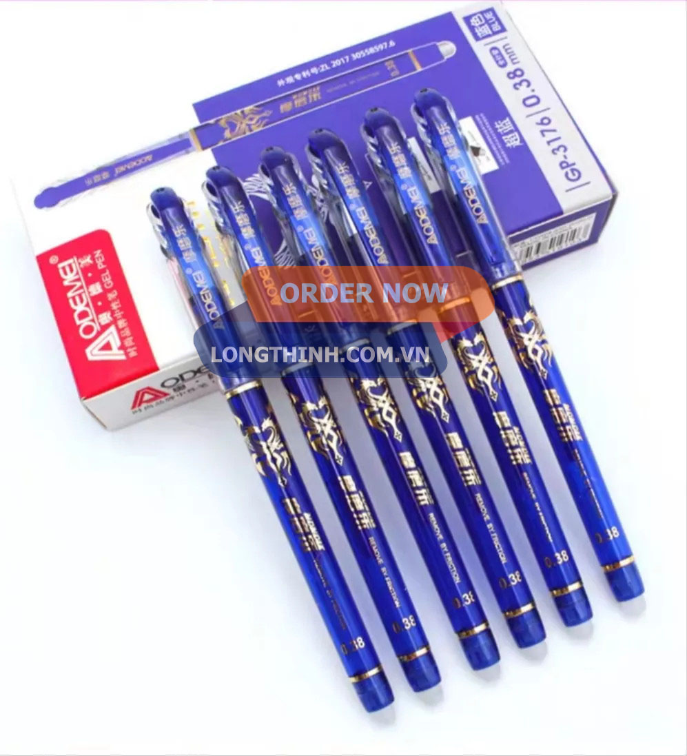 [HCM]HỘP 12 CÂY BÚT XOÁ ĐƯỢC MỰC NHIỀU AODEMEI 3176 - ĐẦU BI 0.38 VIẾT ÊM - ĐỀU - ĐẬM - ĐẸP