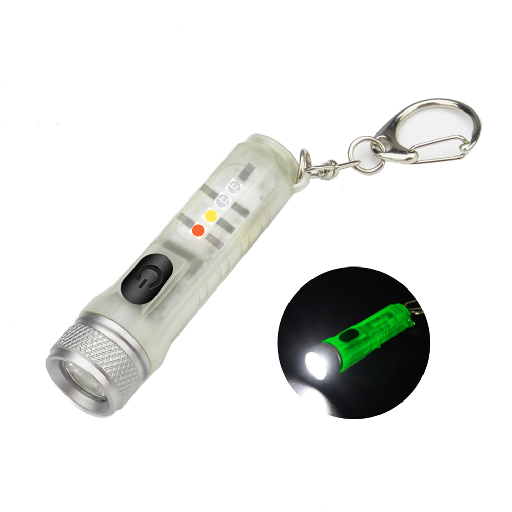 Mini Keychain Torch with Buckle USB Rechargeable EDC Emergency Flashlight