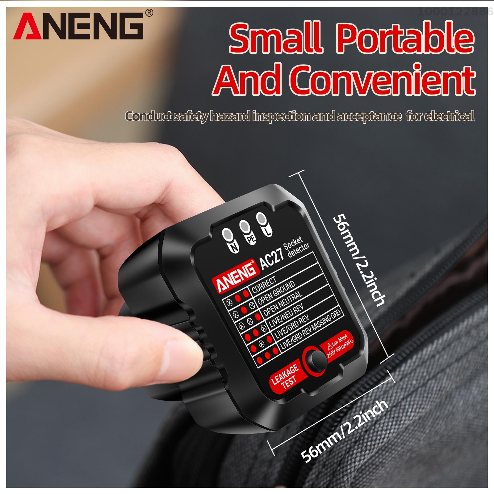 KKmoon aneng Outlet Tester 250V nhanh chóng phát hiện dụng cụ kiểm tra ổ điện receptacle Detector rò rỉ cắm phân cực mặt đất Dòng tự động điện mạch phân cực Vôn kế