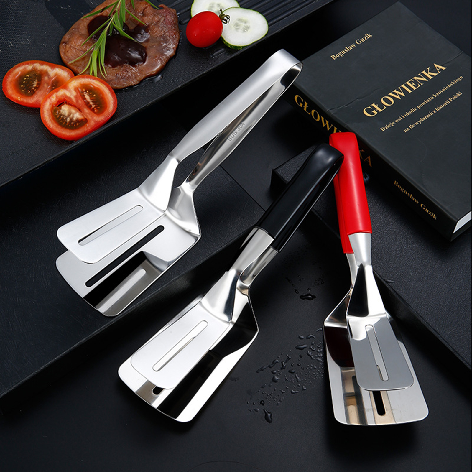 Youlianba Cooking Spatula Flipping Tongs Multi-functional Stainless Steel Spatula Tongs for Home Kitchen and Bbq Ergonomic Handle Cooking Tool