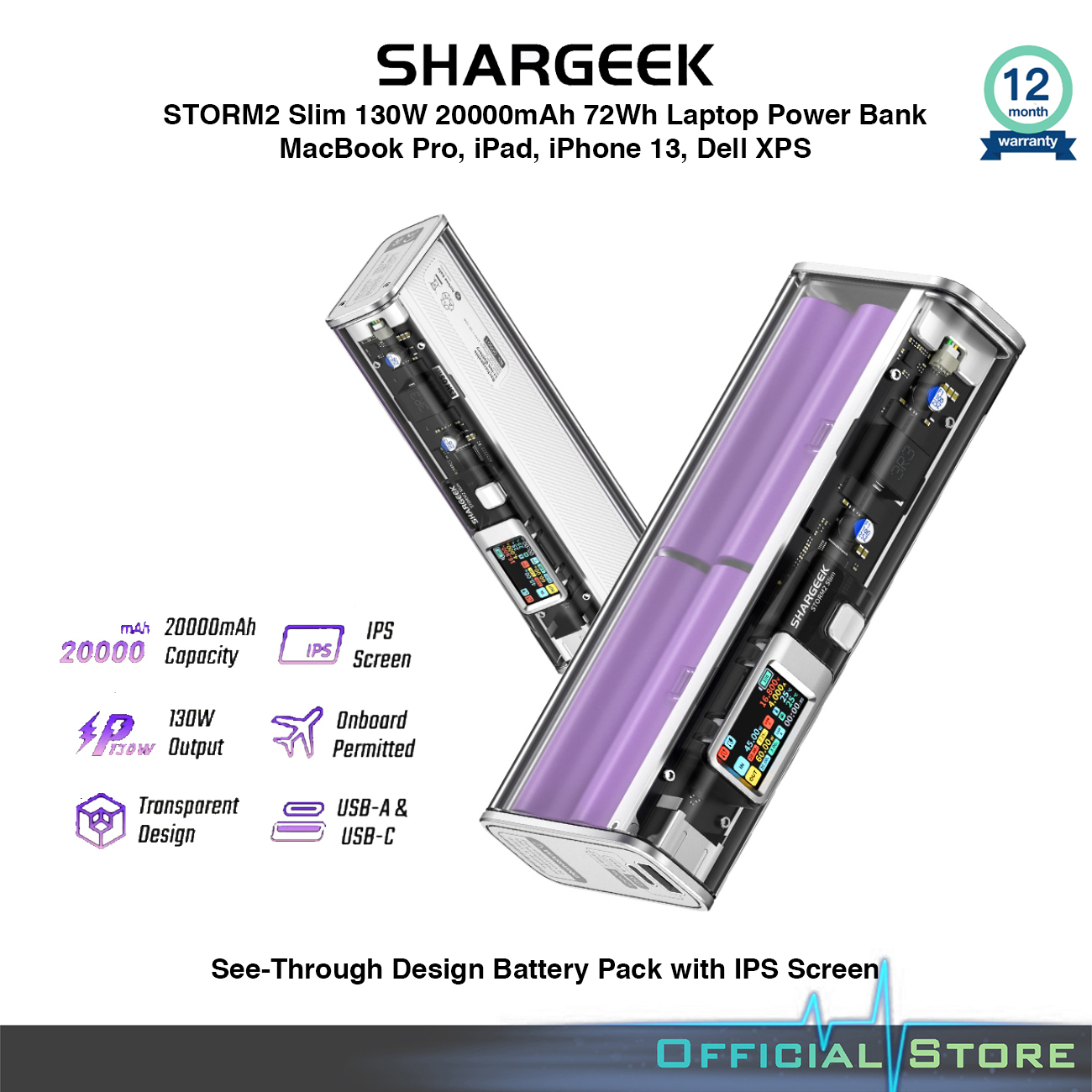 shargeek portable charger storm2 slim 130w 20000mah