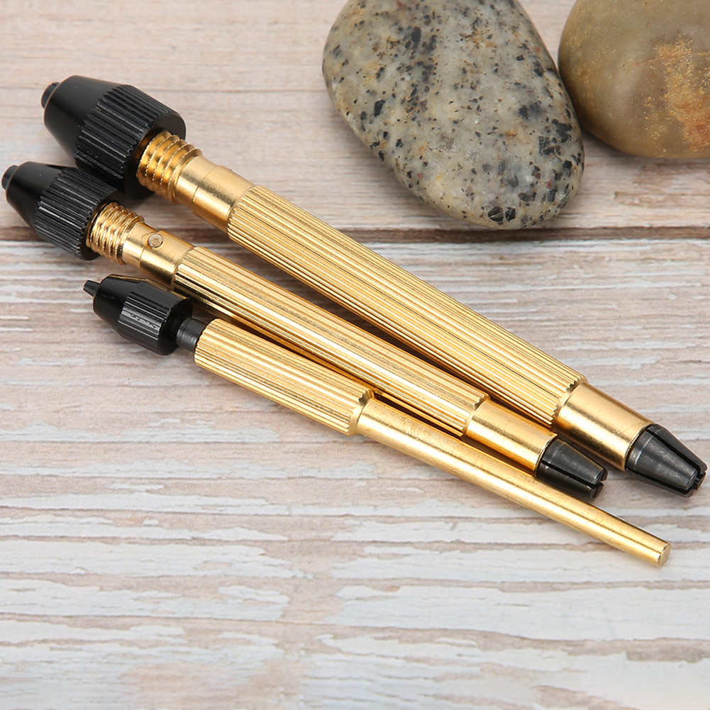 3pcs Copper Pin Vise Twisted Drill Bit Hand Drill Watch Repairing Tool Accessory