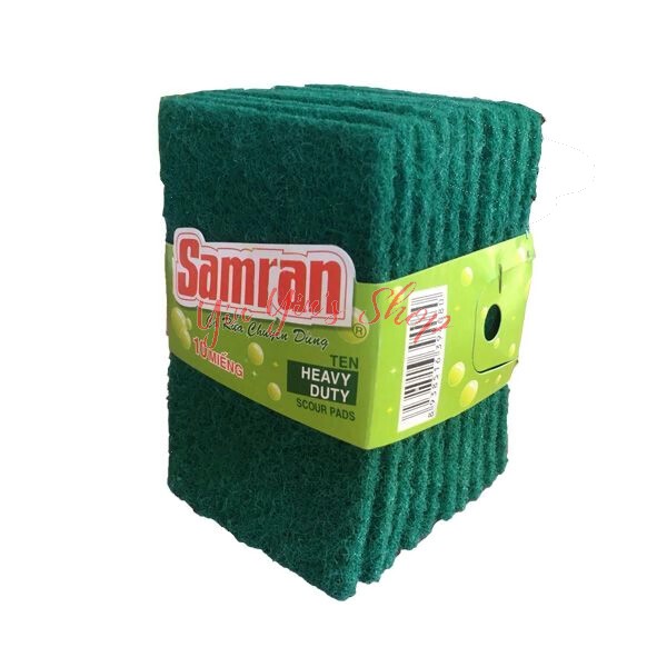 【COMBO 10 MIẾNG】Cước xanh rửa chén đĩa Samran, cước chùi xoong nồi đa năng siêu sạch 8*12cm