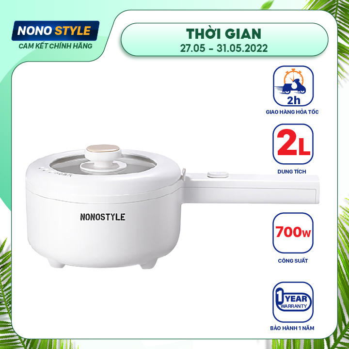 |HOT| Nồi Điện Đa Năng NONOSTYLE GM-C01- Dung Tích 2 Lít – Màu Trắng Chống Dính – Bảo Hành Chính Hãng 12 Tháng – Nồi Lẩu Điện – Nồi Nấu Mì – Chiên,…