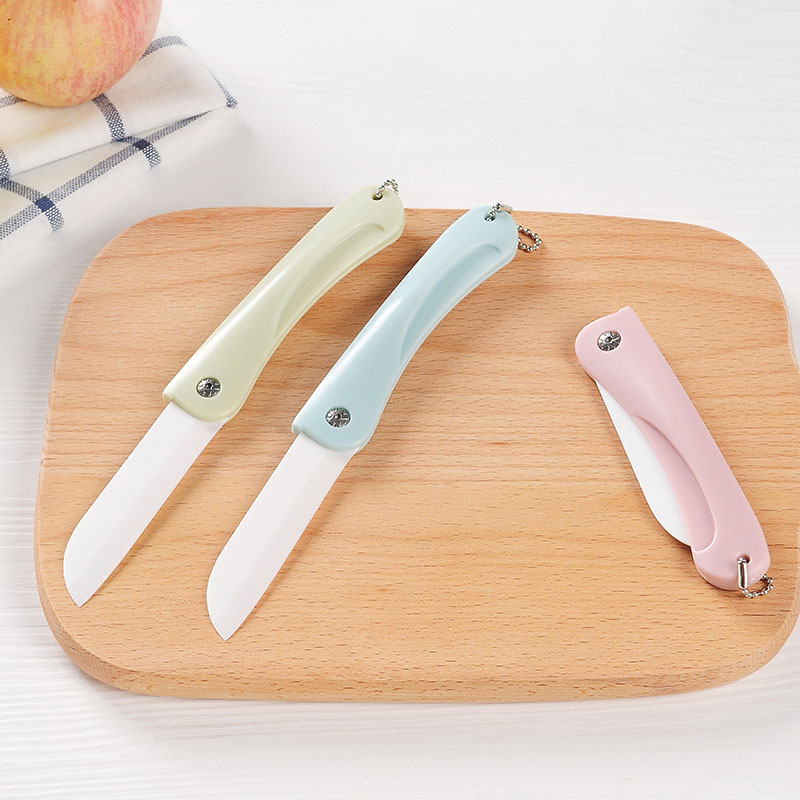 Ceramic fruit knife household folding portable knife dormitory with  three-piece stainless steel peeling kitchen with students.