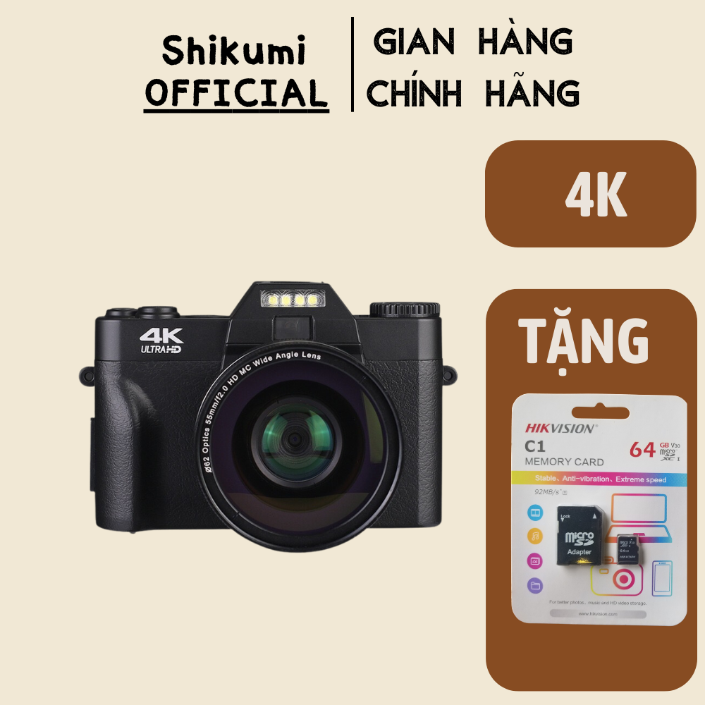 (Tặng thẻ nhớ) Bản V2 Kết nối điện thoại Máy ảnh digital Shikumi camera