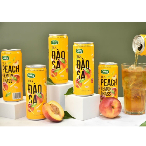 [NEW] Lon Trà uống liền Cozy 320ml - Trà đào sả/ bí đao