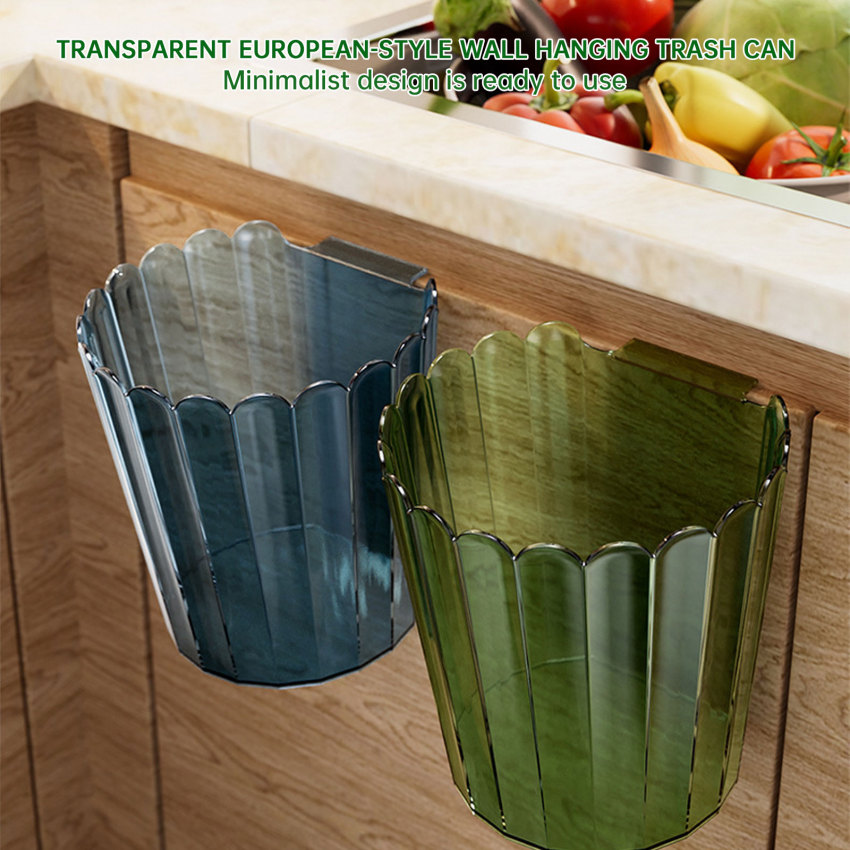 Kitchen Hanging Trash Can Desktop Clutter Collection Basket Cabinet Wall Mounted Garbage Bin Container Household
