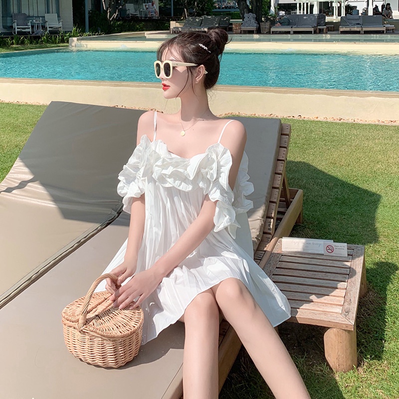 đầm nữ 2 dây dáng dài xếp ly siêu xinh