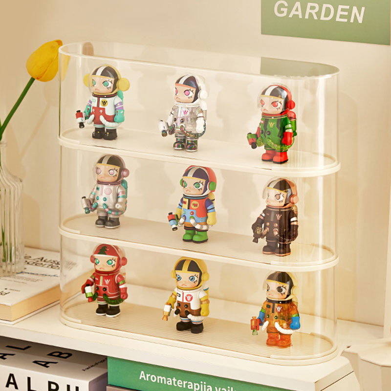 HANGDIAN【Miễn phí vận chuyển】Để bàn trong suốt Bong Bóng Mart Handmade kệ trưng bày đồ chơi búp bê Kệ chống bụi Stackable Hộp đồ chơi sưu tập Lưu Trữ Hộp