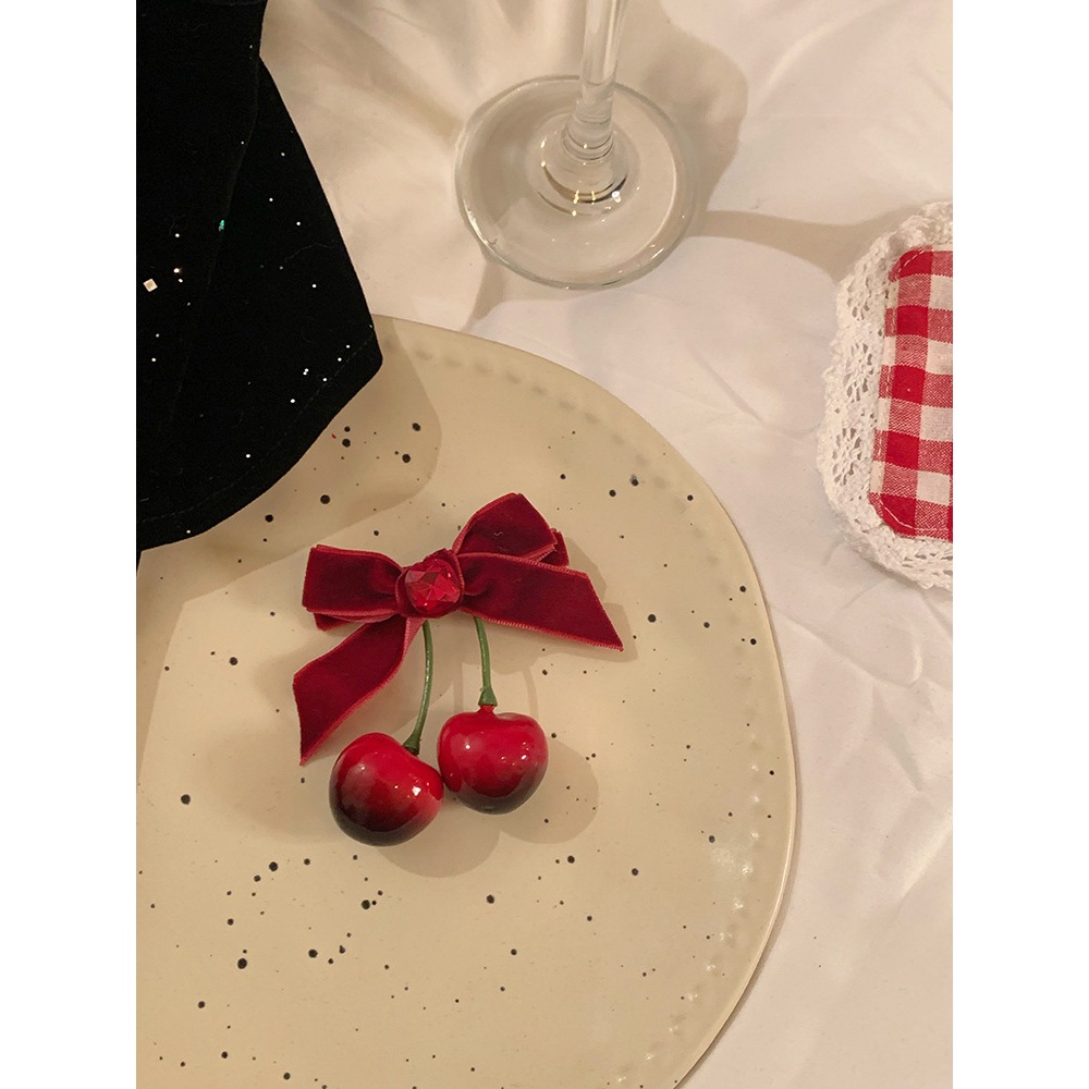 Kẹp tóc nơ đỏ quả cherry dễ thương - Kẹp tóc noel xinh xắn - Giáng sinh 2023 - Selenshop