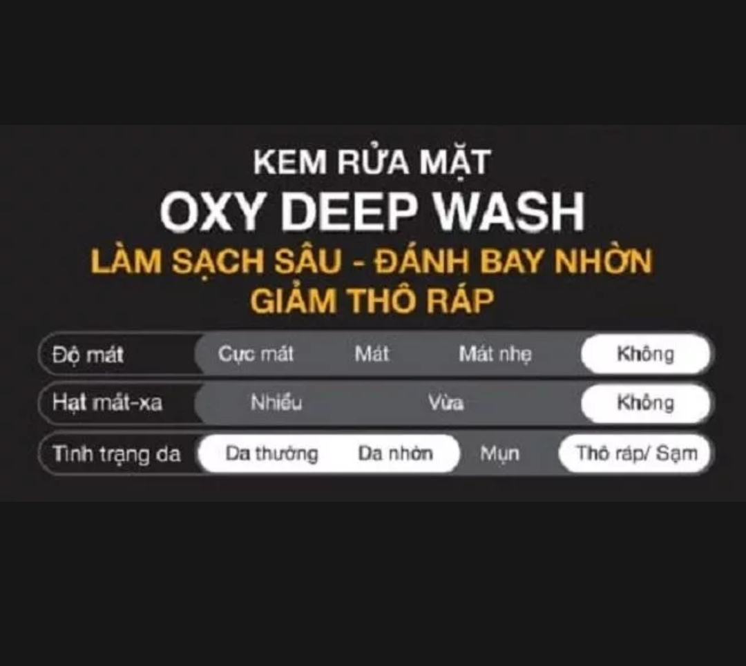Sữa Rửa Mặt Tác Động Sâu Oxy Deep Wash (Có Hạt) 50g