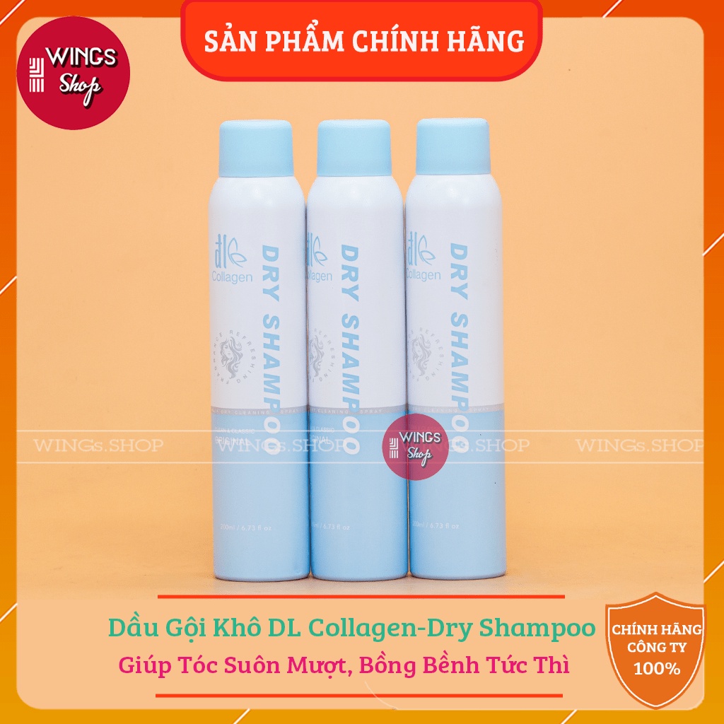 Dầu gội khô DL Collagen 200ml Dưỡng tóc mềm mượt, tóc sạch bồng bềnh, vào nếp sau 5 giây | DL Collagen Chính Hãng