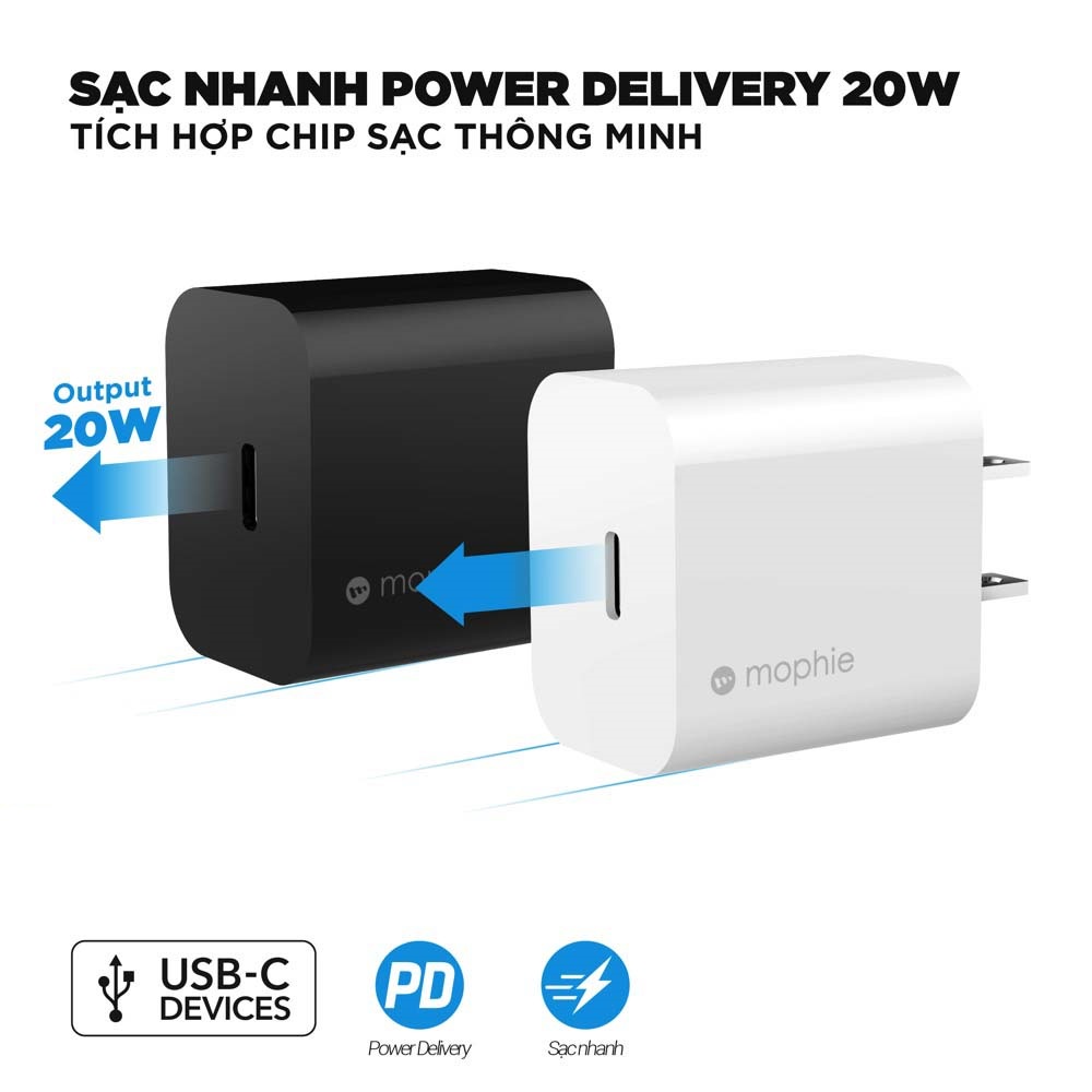 Củ sạc nhanh Mophie V2 USB-C PD 20W