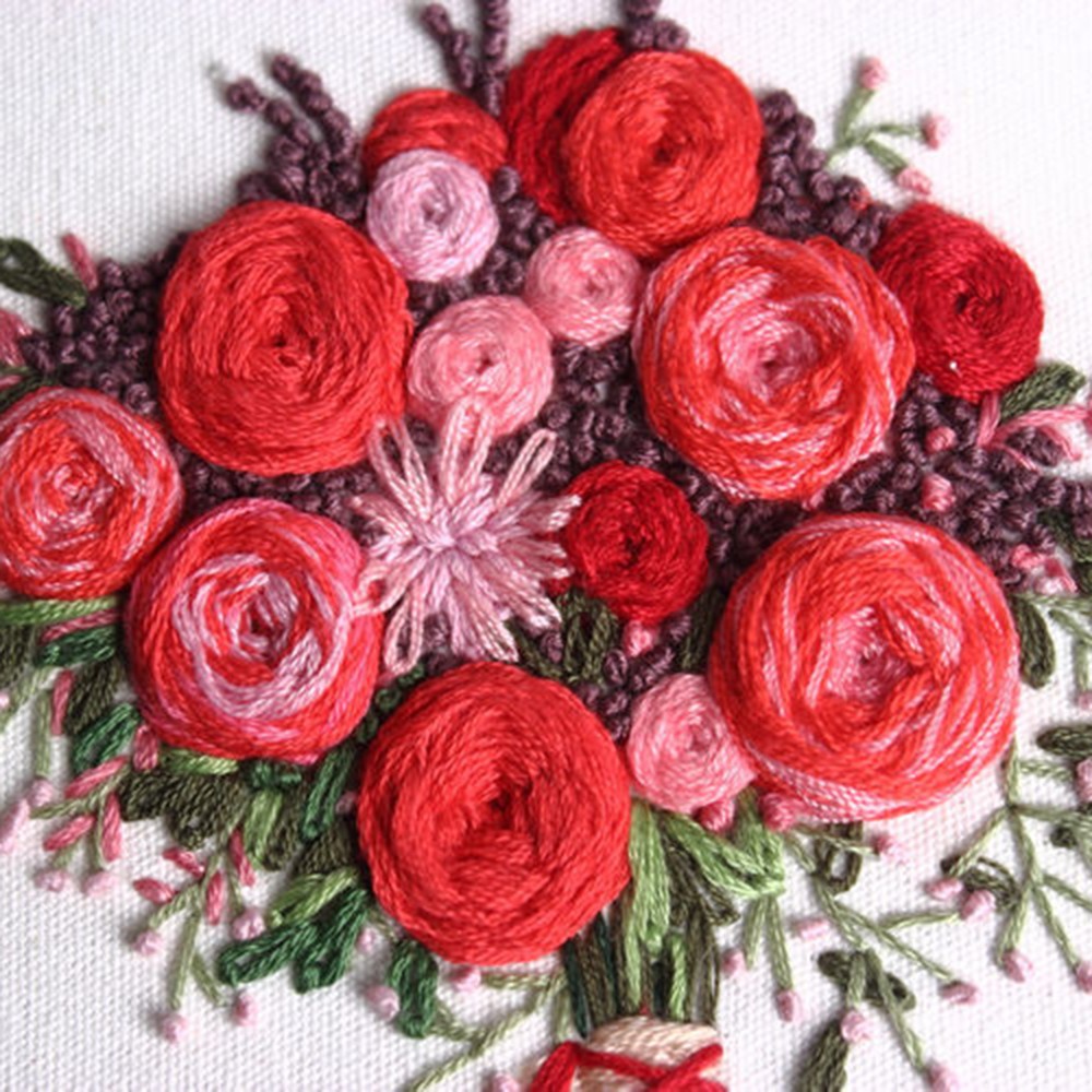 Beginner's Embroidery Starter Kit with Flower Design High Quality Materials