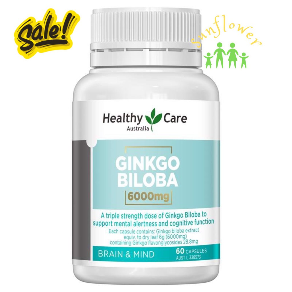 Bổ não Healthy Care Ginkgo Biloba 6000mg 60 viên của Úc