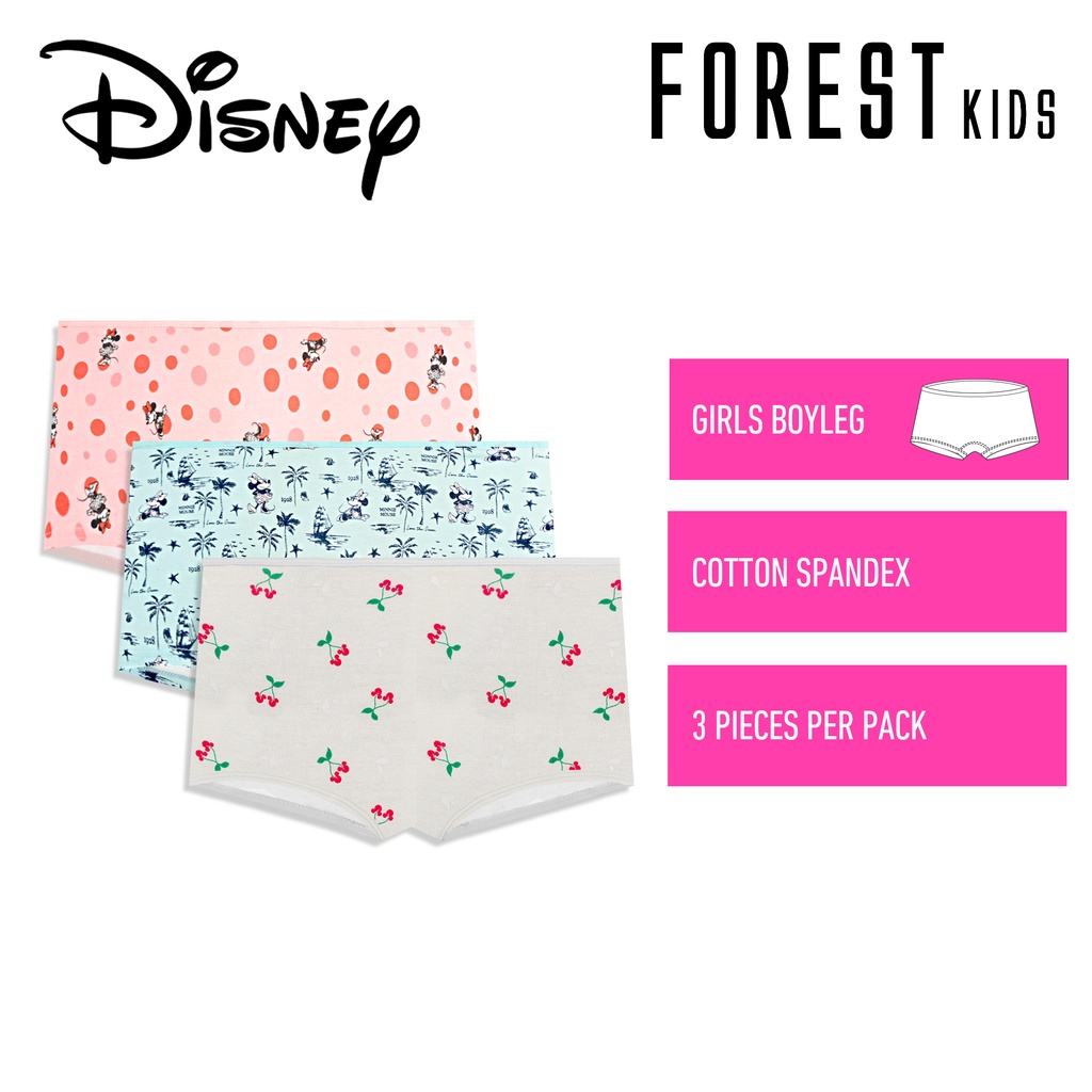 3 Pcs) Forest X Disney Girls Cotton Spandex Boy Leg Brief Underwear  Assorted Colours - WLJ0033BL