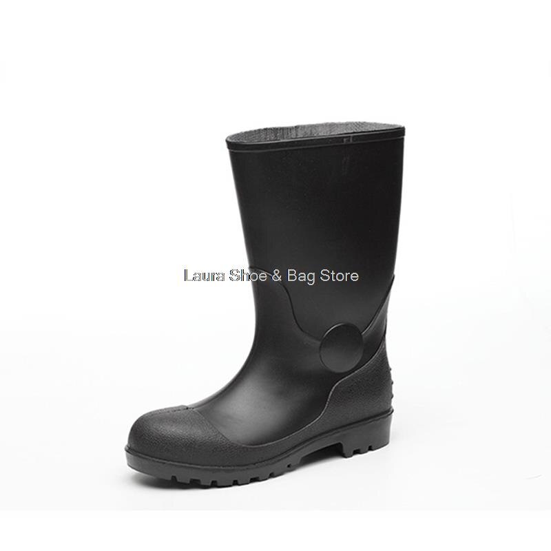 Waterproof Men's Work Safety Boots Men Safety Shoes Steel Toe Rain Boots High Top Male PVC Rainboots Security Boots Work Shoes