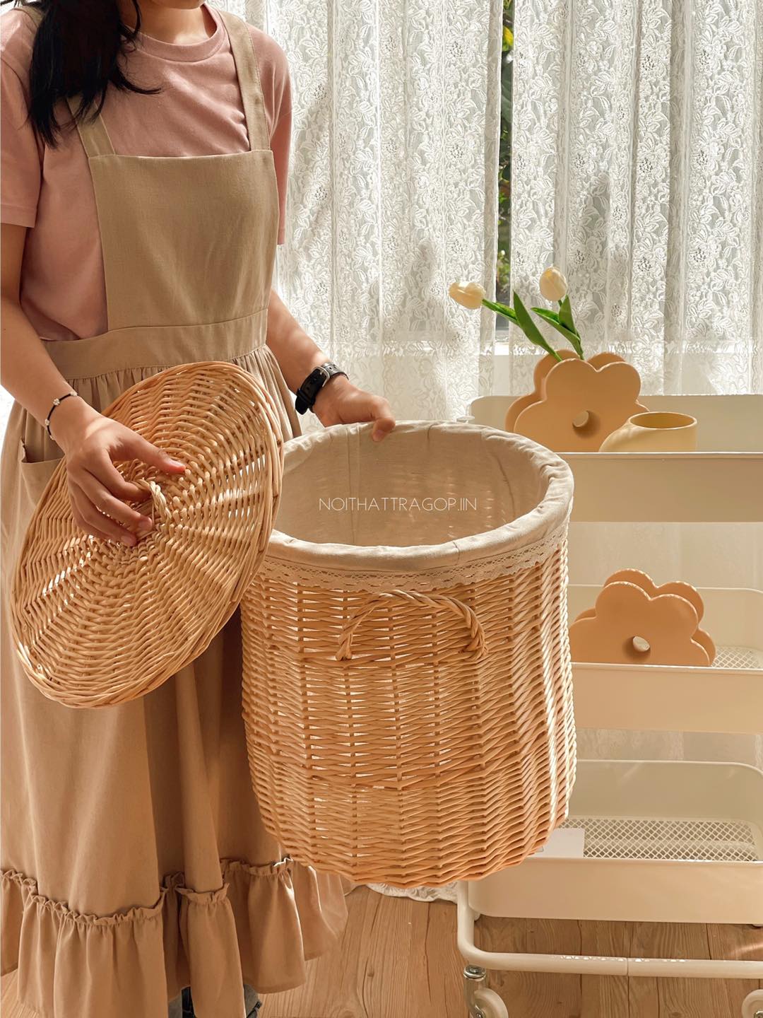 Giỏ mây tròn có nắp