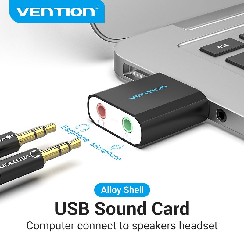 Vention Bộ chuyển đổi thẻ âm thanh nổi USB sang giắc 3.5mm dành cho PC máy tính xách tay PS4 - INTL