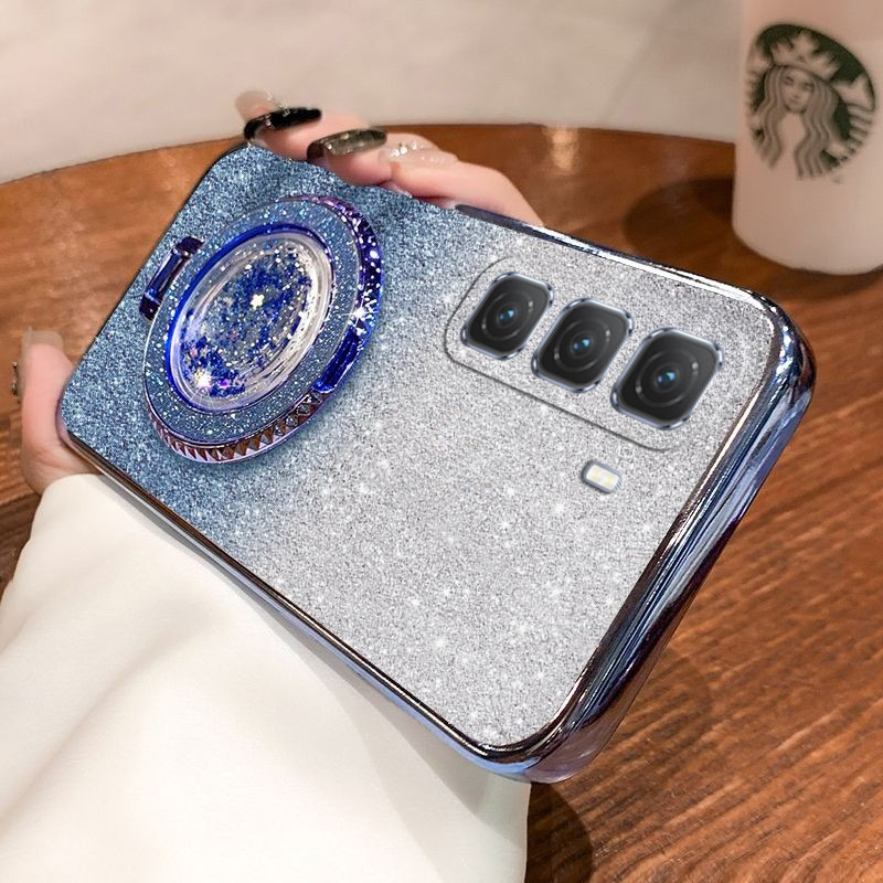 Phone cover infinix Hot 60i 60 Back case with Liquid Glitter Quicksand hourglass Stand Holder Luxury Shiny Gradient Plating Girls Slim For infinix Hot 60 60i Phone cases. 