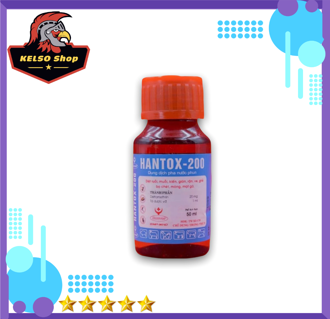Thuốc gà đá COMBO 2 LỌ Thuốc xit mạc, ve HANTOX 200 cho gà đá