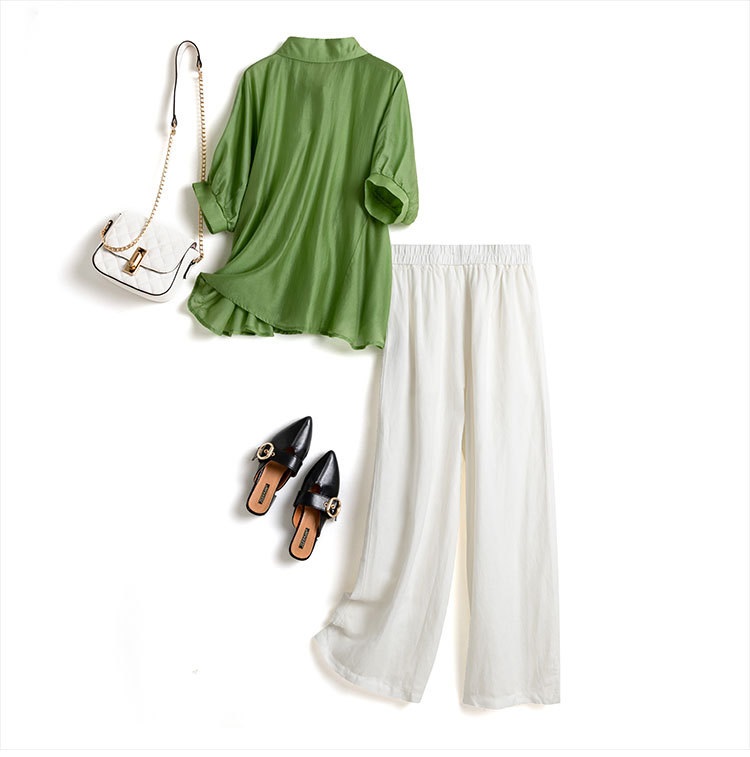 Set bộ sơ mi rút eo bigsize - BS322b