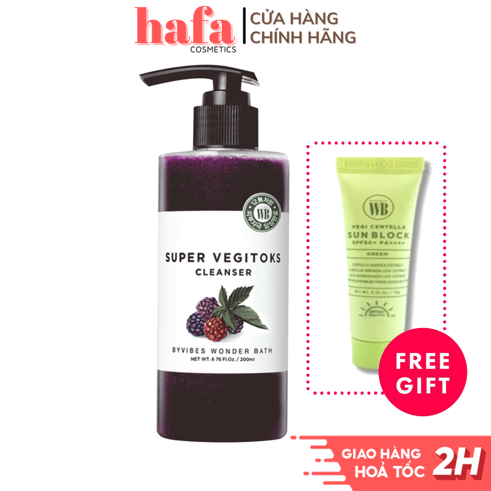 [Tặng kèm sản phẩm mini] Sữa Rửa Mặt Thải Độc Rau Củ Bybibes Wonder Bath Super Vegitoks Cleanser 300ml