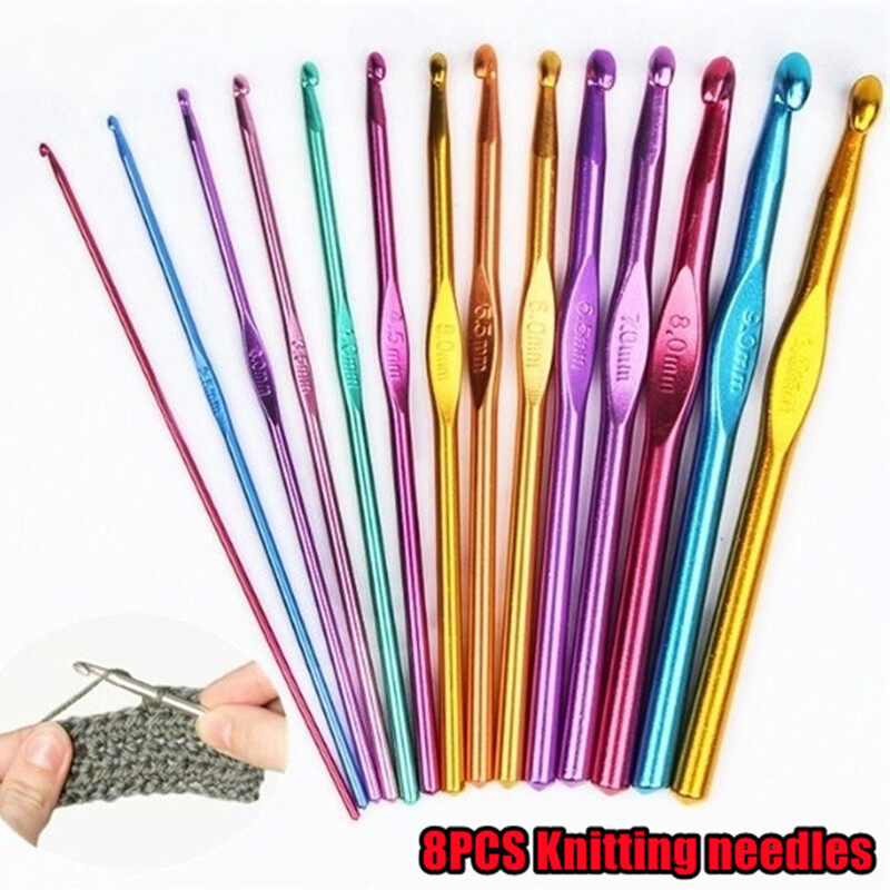 8pcs 2-5.5mm Different Size Colored Aluminum Crochet Hooks Needles Set Tools