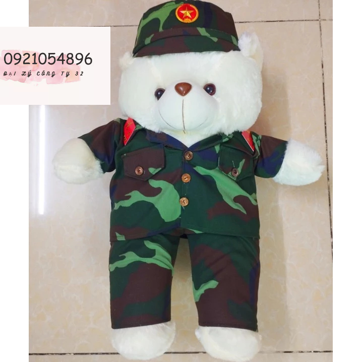 Gấu Bông Bộ Đội Rằn Ri K20 size 55cm
