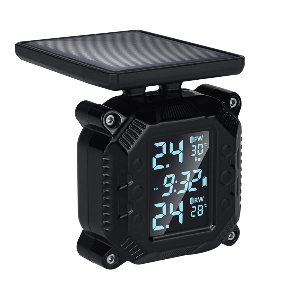 Motorcycle Tire Tyre Pressure Monitor Alarm TPMS With 2 External Sensors