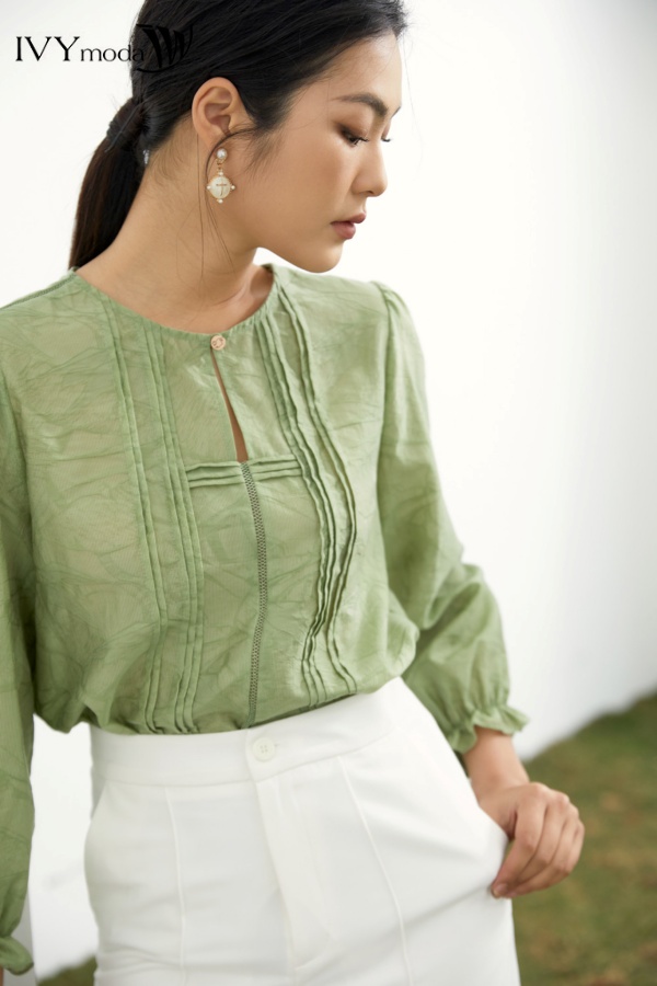 Áo sơ mi vải lụa Tencel IVY moda MS 17T0124