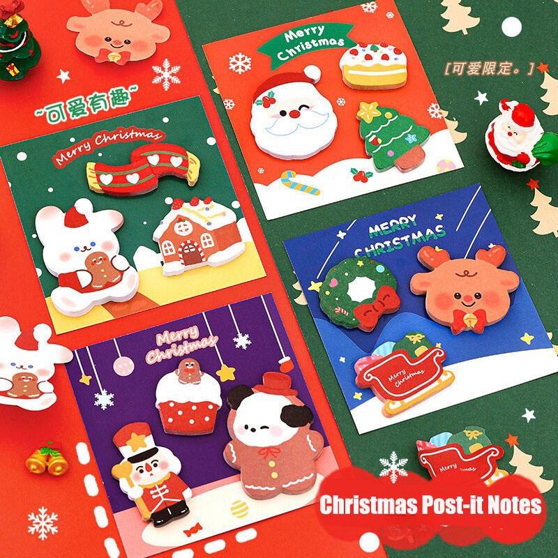 60Sheets/Book Cartoon Christmas Combination Post-It Notes Cute Elk Notepad Message Post-It Notes to Decorate Christmas Gifts