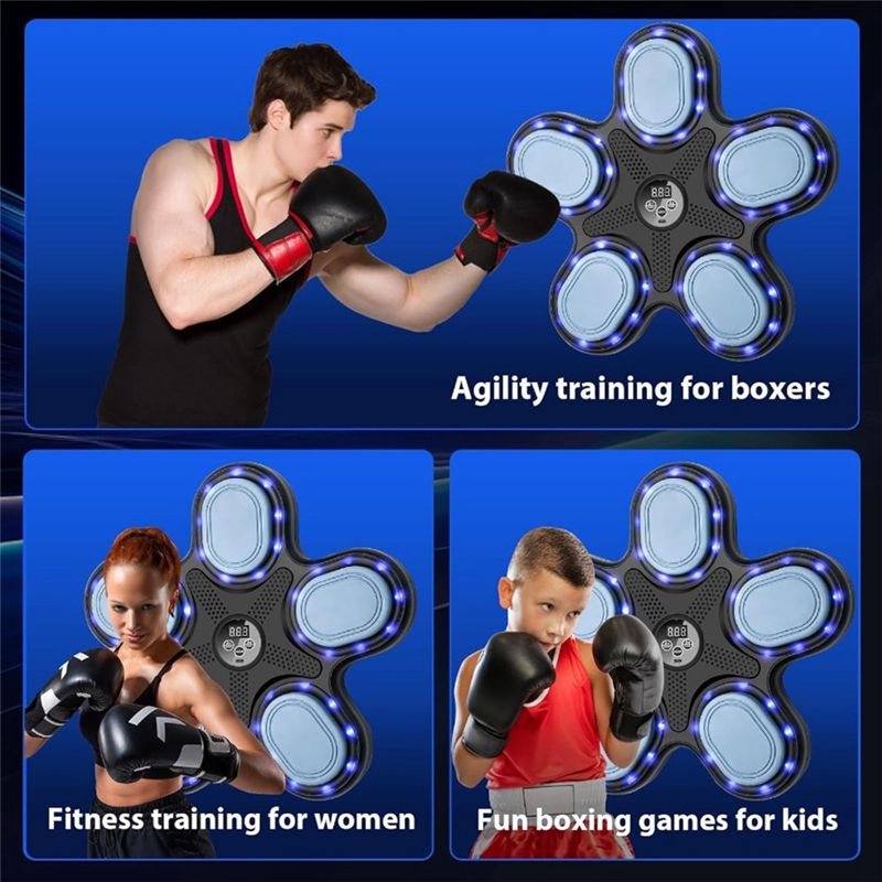 Smart Music Boxing Machine for Adults and Training with LED Wall Mounted Display Interactive Home Indoor Workout Equ.