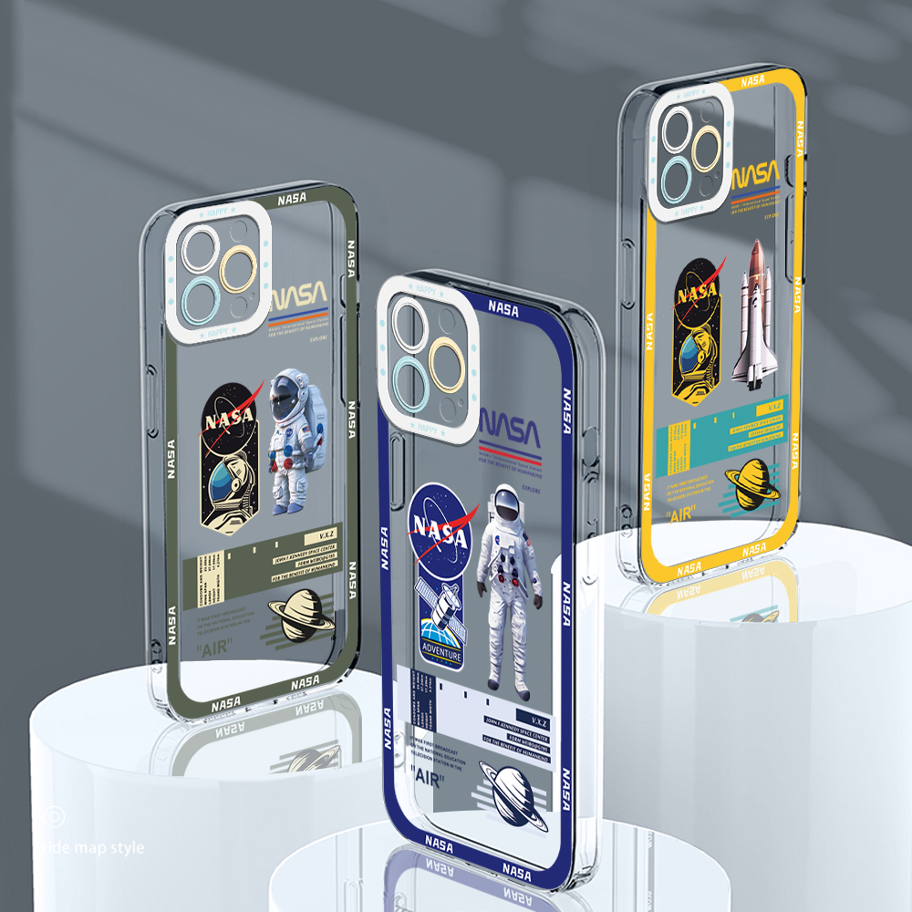 UCUC for Samsung A06 Back Cover Astronaut Label Transparent Crystal TPU Soft Case Full Lens Protection Ultra Thin Drop Resistant Phone Case. 