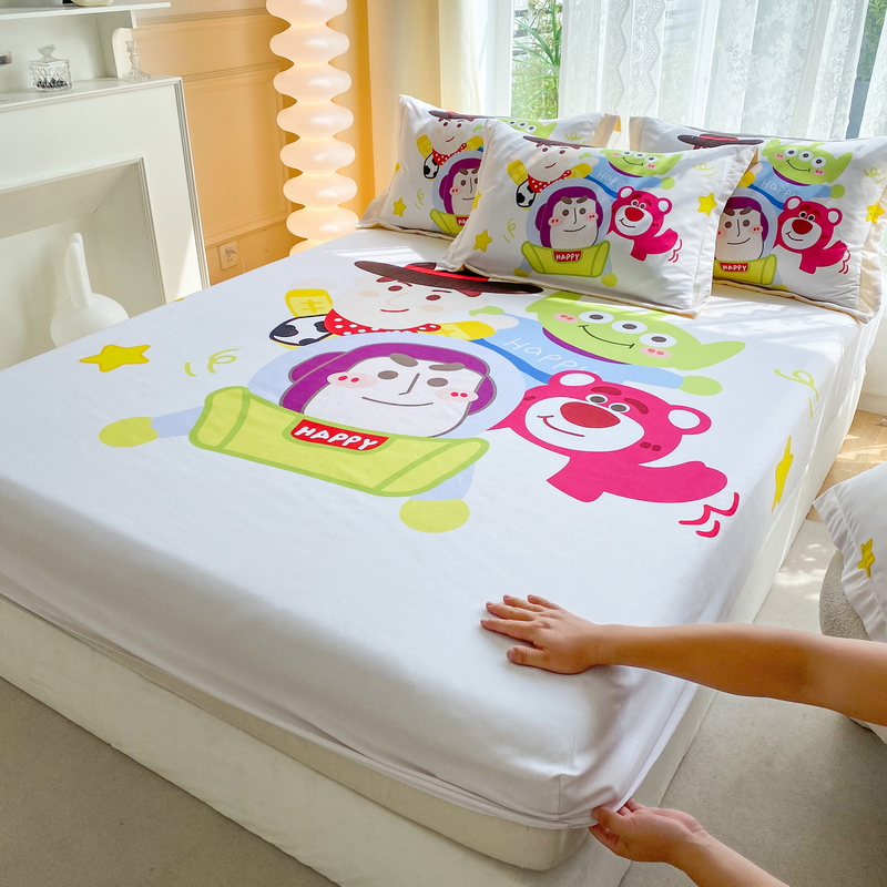 Bedsheet with Elastic Band Disney Mickey Strawberry Bear Elsa Fittedsheet Single Queen King Size