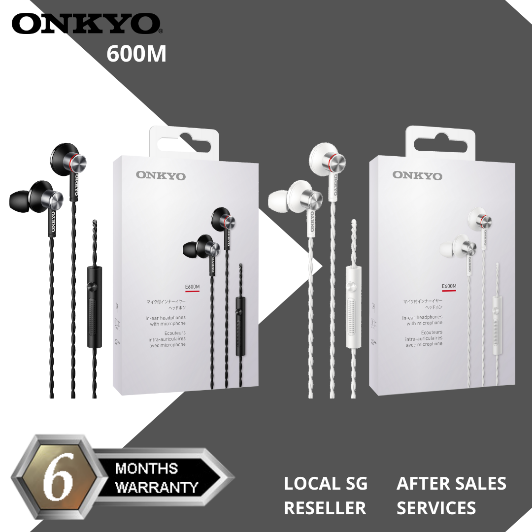 Onkyo E600MB In Ear Headphones with Microphone (Black/White