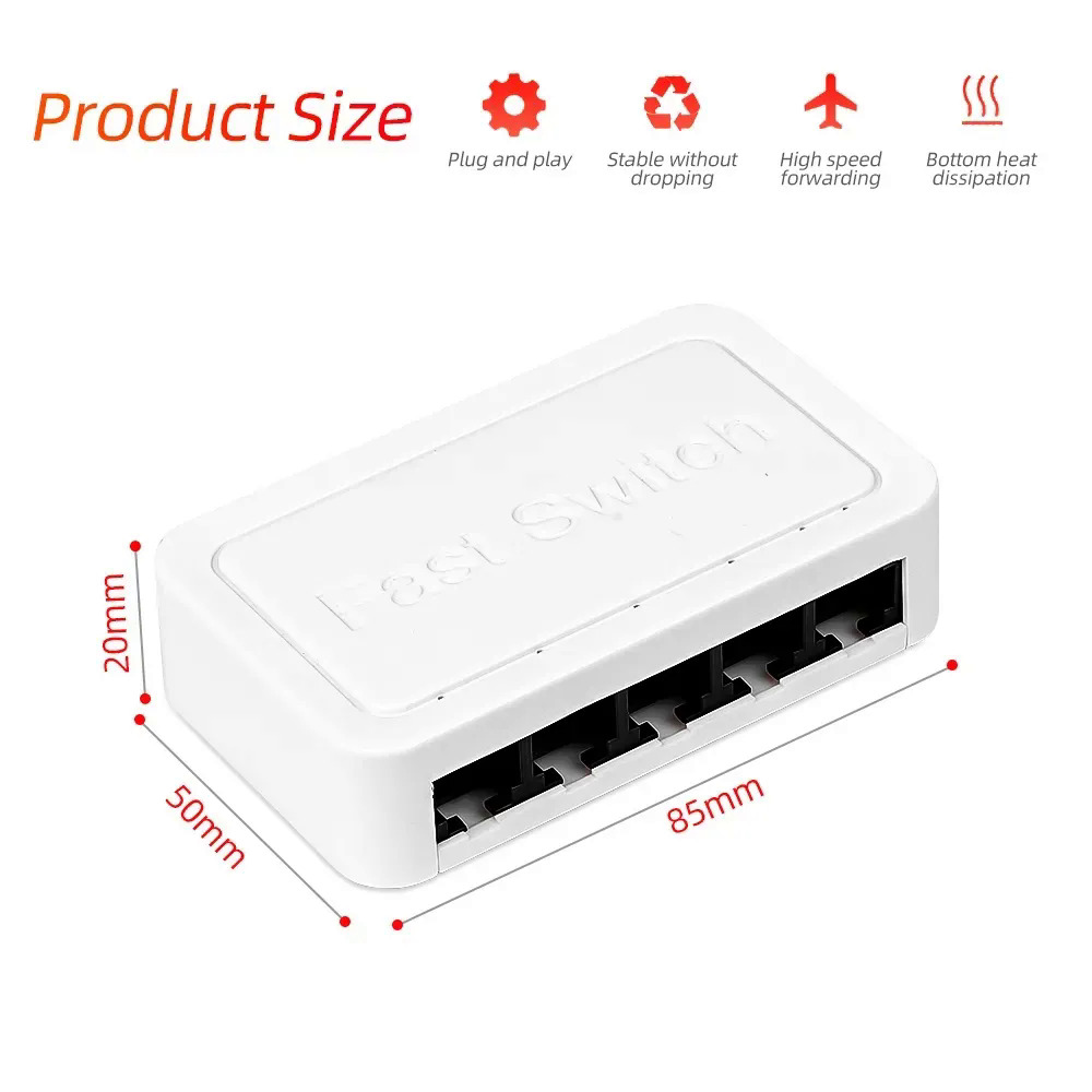10100 1000Mbps Mini Connected Network Switch 5 Port Ethernet Switch Internet Splitter Desktop RJ45 Hub