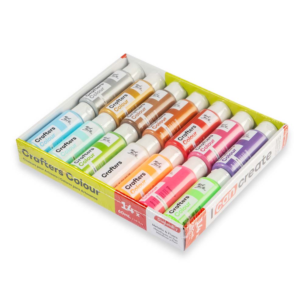 Mont Marte CRAFTERS COLOR METALLIC & FLURO 14PC*60ML.