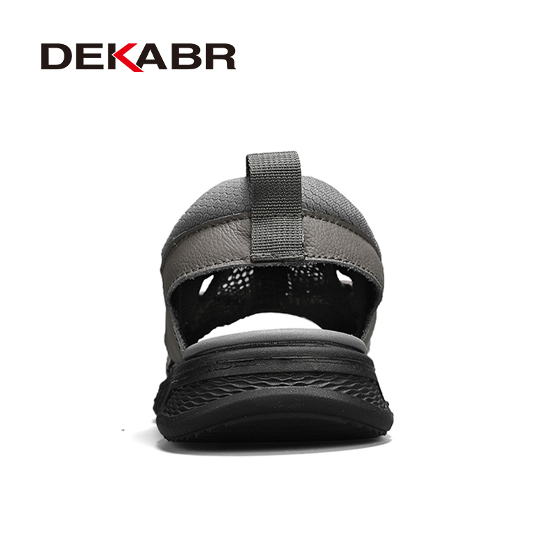 DEKABR New Casual Men Soft Sandals Breathable Mesh Summer Quick Lacing Fashion Outdoor Genuine Hide Summer Sandals Size 38-48. 