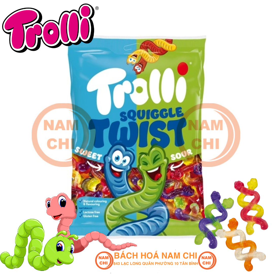 Kẹo dẻo trolli the squiggles con sâu gói 100g - đức