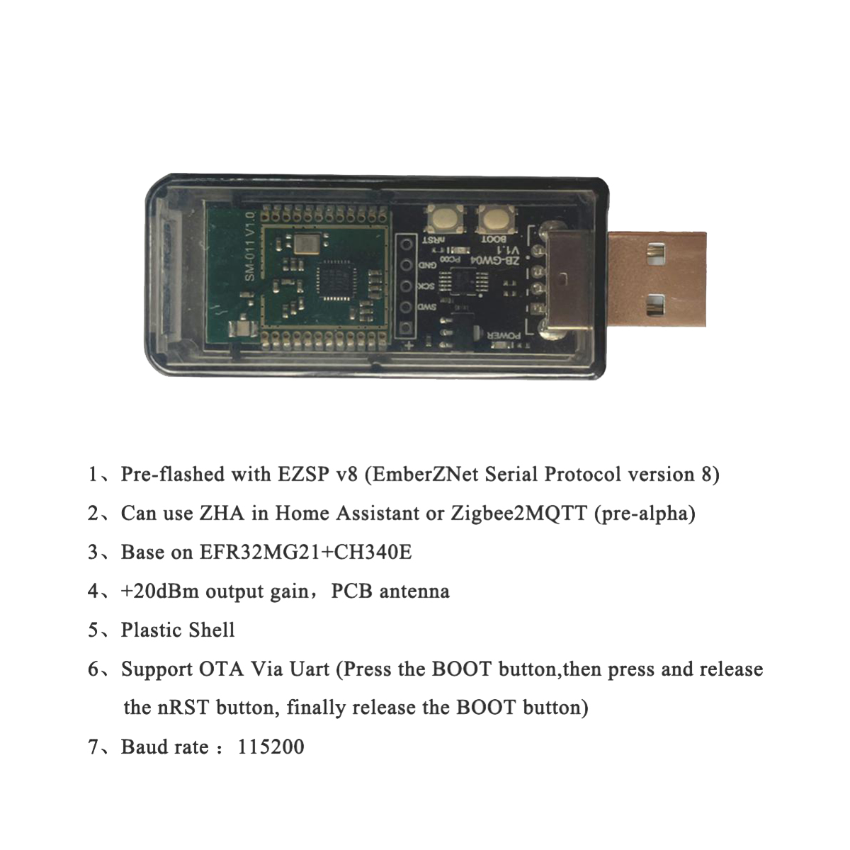 1 PCS ZigBee 3.0 Labs Mini EFR32MG21 Open Source Hub Gateway USB Dongle Chip Module Silicon Universal ZHA NCP Home Assistant