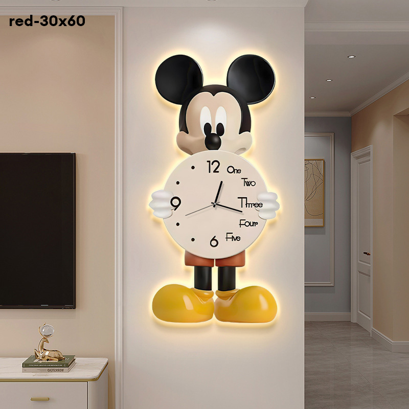 YONUO Mickey clock wall clock living room simple modern table hanging wall creative clock wall lamp