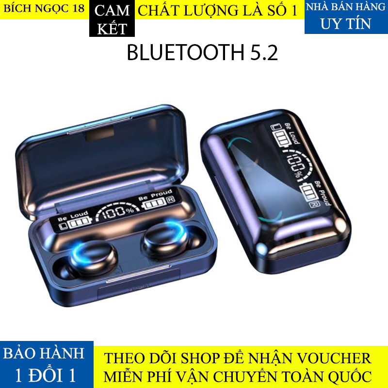 Tai nghe Bluetooth 5.2 không dây F9 pin trâu dock sạc dung lượng cao tai phone nghe nhạc thể thao chống ồn tai nghe nhét tai không dây bluetooth tai nghe bluetooth mini nghe gọi cả 2 tai dùng cho mọi điện thoại