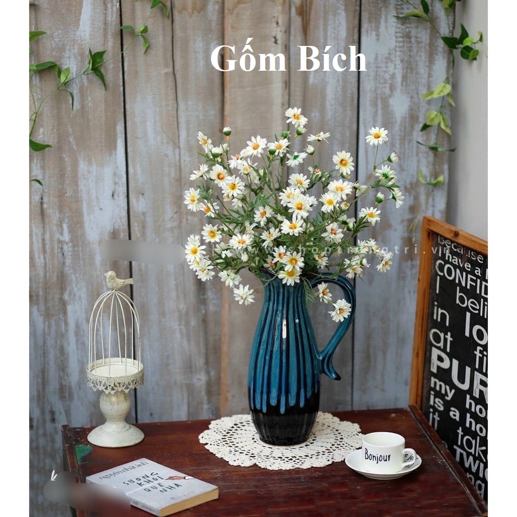 Bình Hoa Lọ Hoa Dáng Bình Sữa Thon Gốm Sứ Bát Tràng - Gốm Bích