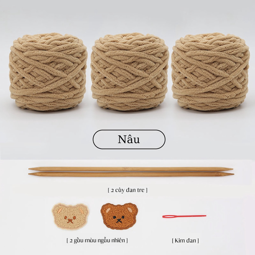 DIY Set nguyên liệu đan khăn Bông sữa mềm mại Thích hợp cho người mới bắt đầu đan nhanh