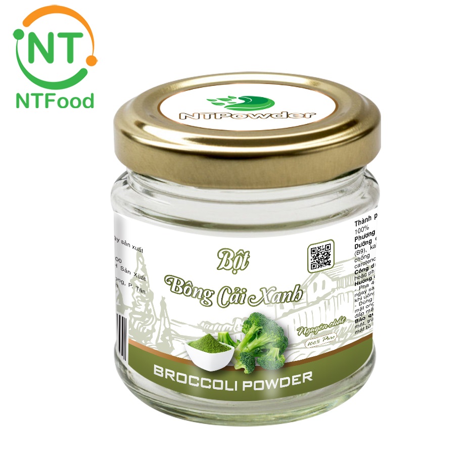Bột bông cải xanh / súp lơ sấy lạnh nguyên chất ntpowder 60gr hũ thủy tinh - nhất tín food