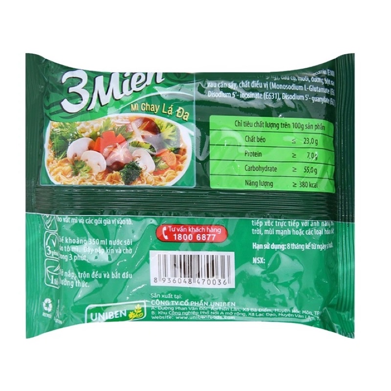 Mì Chay Lá Đa 3 Miền gói 65g ( 1 gói)